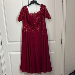 A-Line Off-The-Shoulder 1/2 Sleeves Dress With Split Front